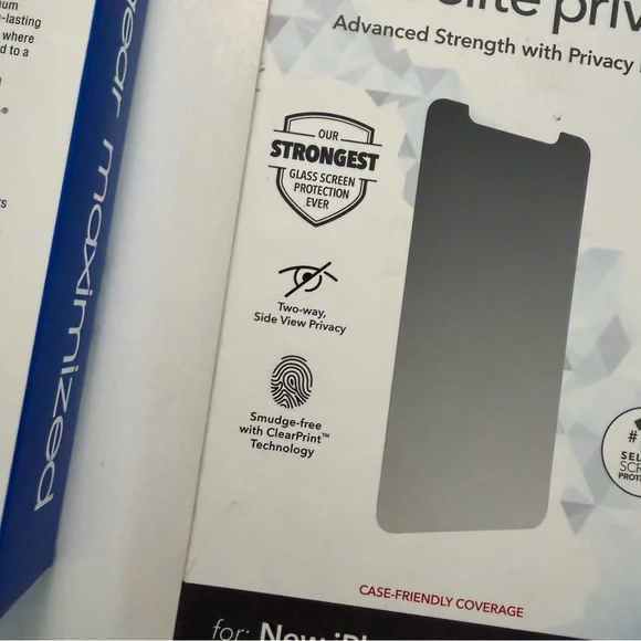 Zagg iPhone Xs/X Glass Privacy Screen Protector & 10ft Braided Charge Cable Lot - Picture 4 of 13
